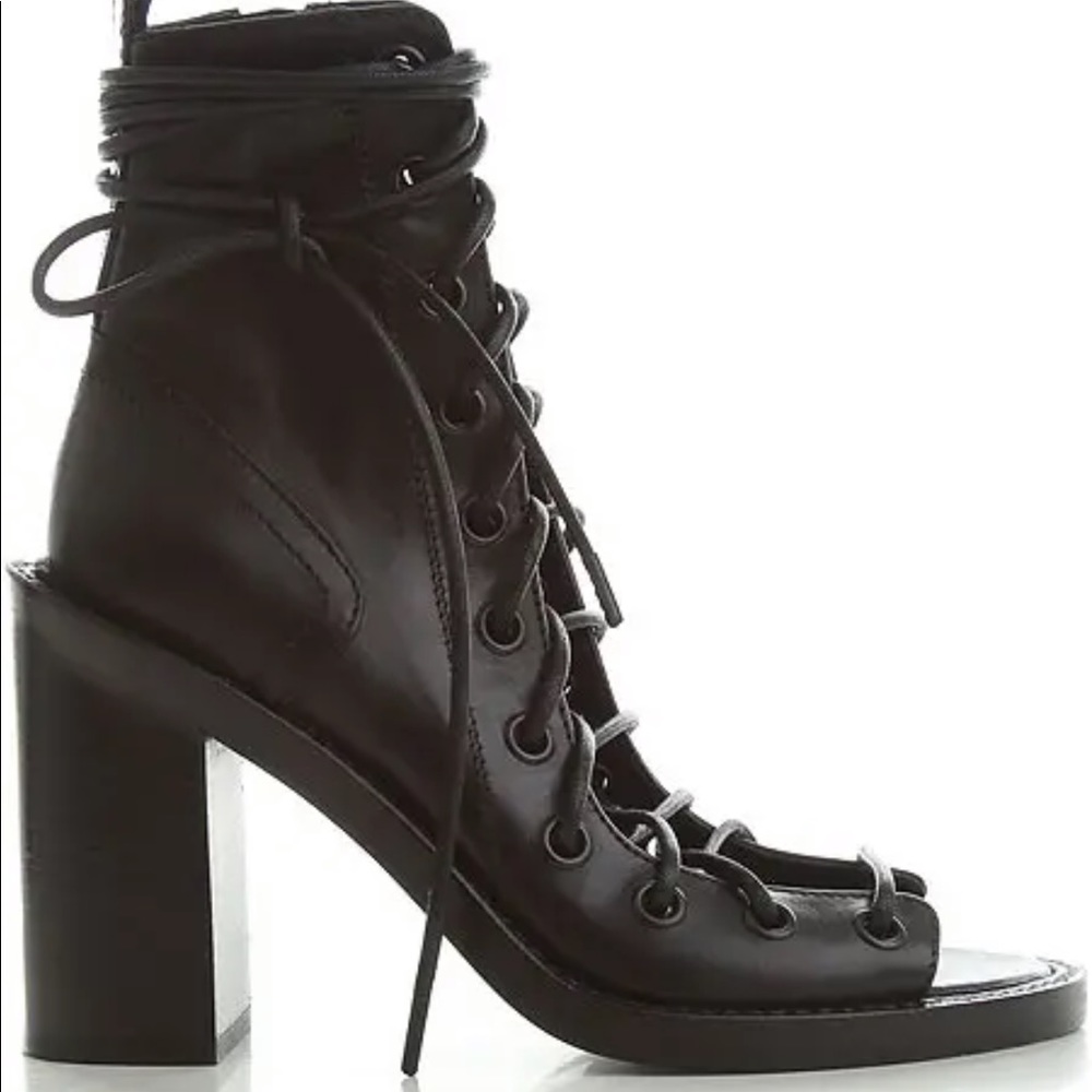 Ann Demeulemeester Lace-up, black leather sandal sz 41